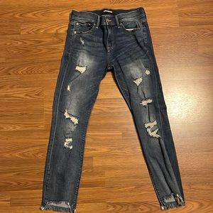 Express distressed skinny ankle mid rise jeans